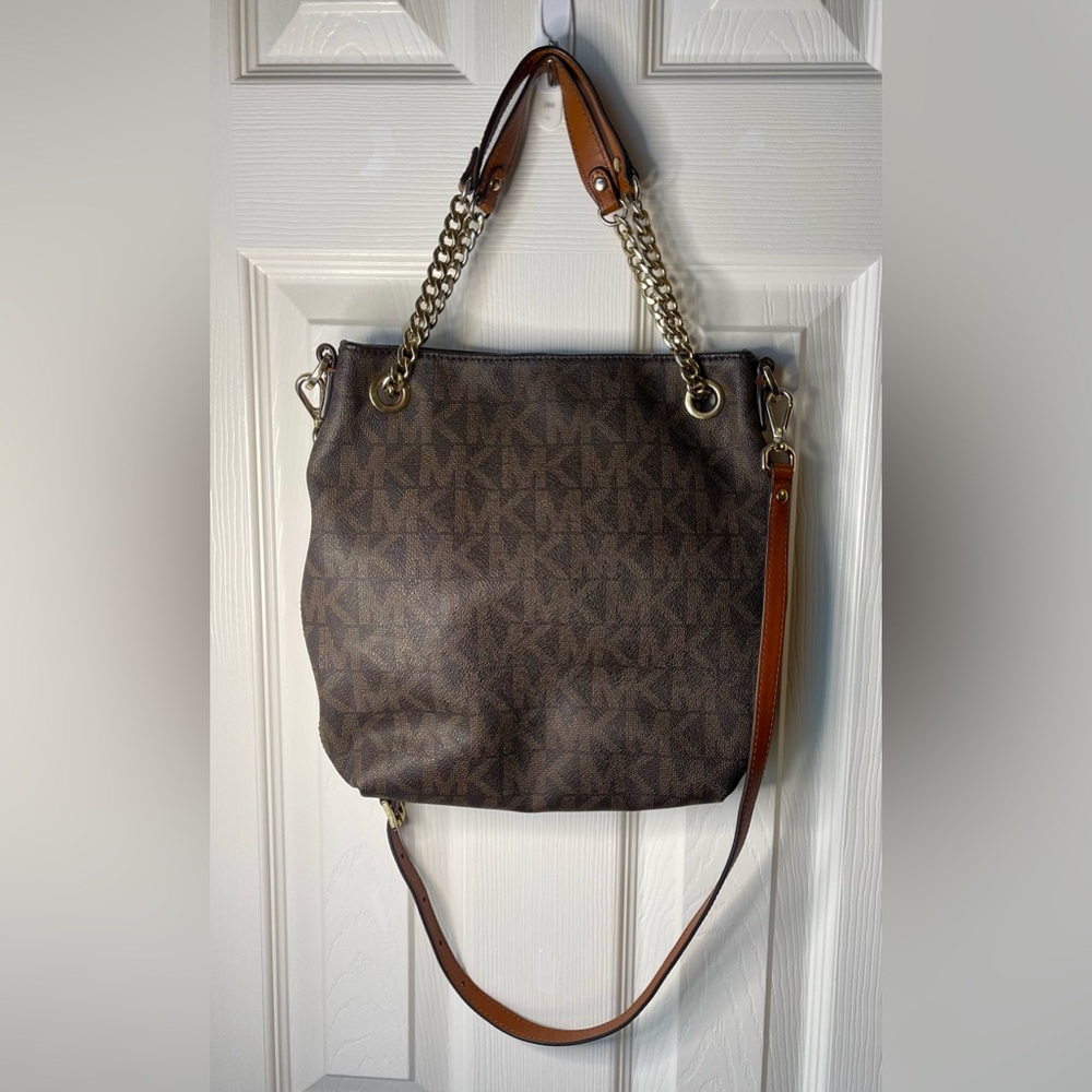 Michael Kors Brown Signature Coated Crossbody Messenger Bag